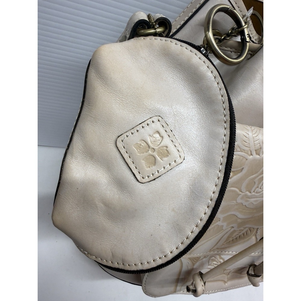 Patricia Nash SABINA Leather Crossbody Drawstring Bag ~Chalk White Distressed - Picture 4 of 12